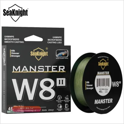 Плетеный шнур SeaKnight Monster W8 II 500M: 8 нитей, ультра гладкий, 15-100LB