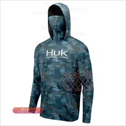Мужская футболка HUK Fishing с длинным рукавом и капюшоном UPF 50+ для рыбалки и активного отдыха