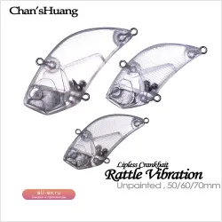 Chan’sHuang 20 шт. неокрашенных воблеров-кренков с погремушкой, 50/60/70 мм, тонущие, безлопастные, ручной работы
