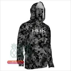 Мужская футболка с длинным рукавом HUK Fishing Clothing с капюшоном и маской, защита от УФ 50+, для рыбалки и парусного спорта