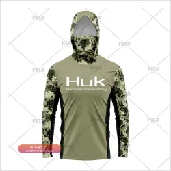 Худи HUK для рыбалки с принтом, защита шеи и УФ-излучения, быстросохнущее