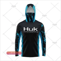 Худи HUK для рыбалки с принтом, защита шеи и УФ-излучения, быстросохнущее