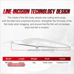 Noeby Trolling Minnow 18см 90г - тонущий воблер для троллинга и ловли крупной морской рыбы