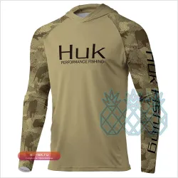 Мужская футболка с длинным рукавом HUK Performance для рыбалки с капюшоном, защита от УФ-излучения UPF 50+, дышащая одежда для активного отдыха