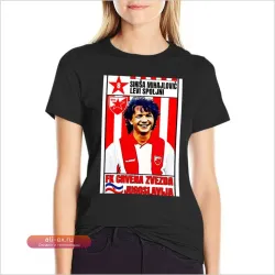 Футболка женская Siniša Mihajlović (FK Crvena Zvezda) №2, белая, в стиле винтаж/корейская мода