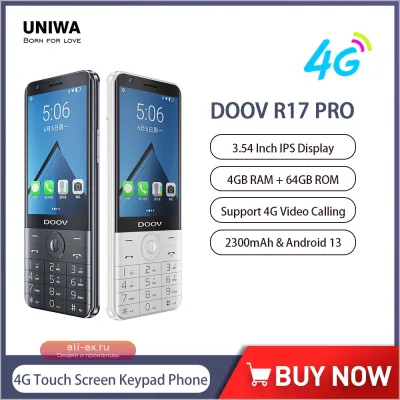 Смартфон UNIWA DOOV R17 Pro 4G с сенсорным экраном, Android 13, 4/64 ГБ, батареей 2300 мАч и клавиатурой на иврите