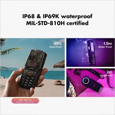 AGM M6 4G Кнопочный Телефон с защитой IP68, 2500 мАч, Две SIM-карты, Русская версия
