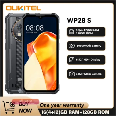 Oukitel WP28 S: Защищенный смартфон 6.52'' HD, 10600mAh, 16GB ОЗУ, 128GB ПЗУ, Android 14, 13MP камера