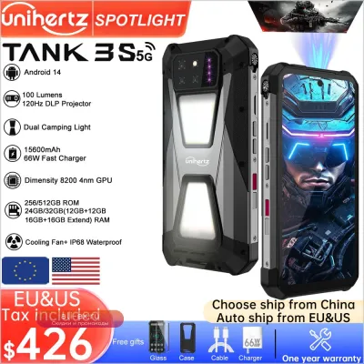 Unihertz Tank 3S: Смартфон с Проектором, 24/32GB RAM, 256/512GB ROM, Dimensity 8200, Батарея 15600mAh, 66W