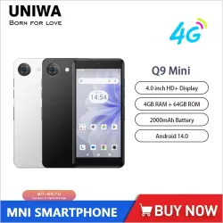 UNIWA Phonemax Q9 Mini: Компактный смартфон 4" qHD, Unisoc T606, 4GB/64GB, Android 14, 2000mAh, Face ID