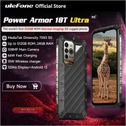 Ulefone Power Armor 18T Ultra 5G: Защищённый смартфон 512 ГБ, 24 ГБ ОЗУ, с тепловизионной камерой