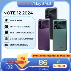 Смартфон HOTWAV Note 12 2024, Android 14, 6+128GB, 48Мп камера, 5160мАч, 6.8" HD, Глобальная версия