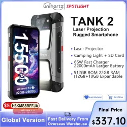 Unihertz 8849 Tank 2: Смартфон для Экстремалов с Проектором, 22GB/256GB, 108MP Камерой, Ночным Видением и Фонарем для Кемпинга