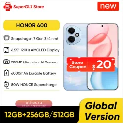Смартфон HONOR 400 5G, Snapdragon 7 Gen 3, AMOLED 120Hz, 200MP, 6000mAh, 80W