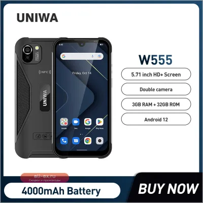 Смартфон UNIWA W555 4G, 3/32 ГБ, Android 12, 5.71", NFC, 4000 мАч