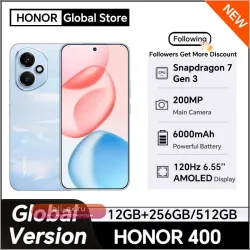 HONOR 400 Global 5G: 6.55" AMOLED 120Hz, Snapdragon 7 Gen 3, 6000mAh, 80W Supercharge, eSIM, IP66