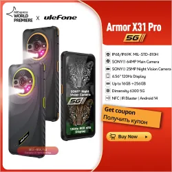 Ulefone Armor X31 Pro 5G: Прочный Смартфон с Android 14, 16 ГБ ОЗУ, 256 ГБ ПЗУ и Ночной Камерой 64 Мп