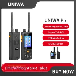 Смартфон-рация UNIWA P5 DMR/Analog 4G POC Zello, Android, UHF 400-480MHz, 5300mAh, NFC, SOS