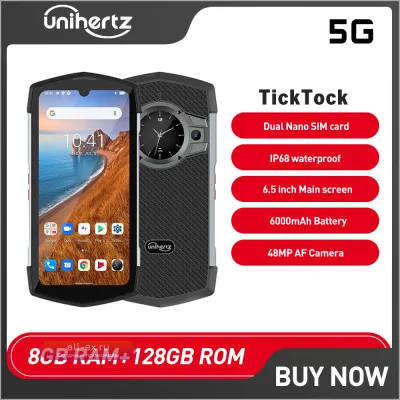 Смартфон Unihertz TickTock IP68 Водонепроницаемый 5G, 6.5", 8GB+128GB, Android 11, Dimensity 700, NFC, 6000mAh, Два экрана