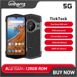 Смартфон Unihertz TickTock IP68 Водонепроницаемый 5G, 6.5", 8GB+128GB, Android 11, Dimensity 700, NFC, 6000mAh, Два экрана