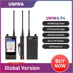 Смартфон UNIWA P4 4W DMR Analog Walkie Talkie, Android 9, MT6762 Octa Core, 4G, 64GB, IP68 Водонепроницаемый