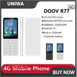 UNIWA DOOV R77 4G: Смартфон на Android 13 с сенсорным экраном 2.8", 3GB+32GB, батареей 2100mAh и клавиатурой с поддержкой иврита, WhatsApp
