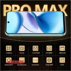 Смартфон FUFFI X7 Pro, Android 14, 6.56" Экран, 12+512GB, 24+48MP Камеры, 5800mAh, Google Play
