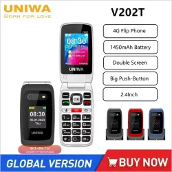 UNIWA V202T - 4G Кнопочный Телефон для Пожилых с Большими Кнопками, 2.4" Экран, 1450mAh, SOS-Кнопка, Глобальная Версия