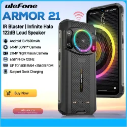 Ulefone Armor 21: Защищенный смартфон 16/256 ГБ, Android 13, 64 Мп, батарея 9600 мАч, 4G LTE, глобальная версия