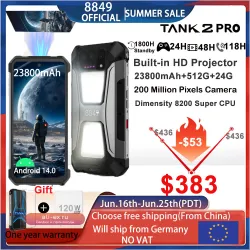 Защищенный смартфон Unihertz Tank 2 PRO 24GB/512GB (100Мп, 23800мАч, 120Вт, Android 14, NFC, OTG)