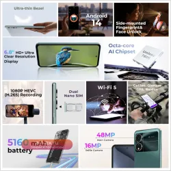 Смартфон HOTWAV Note 12 2024: 6.8", Android 14, 16(6+10)ГБ ОЗУ, 128ГБ, 48Мп камера, 5160мАч, тонкий корпус
