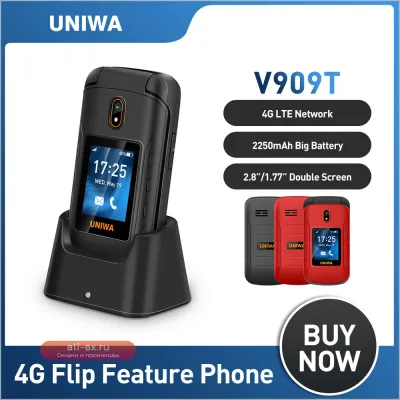 UNIWA V909T - Крупные кнопки, 4G, два экрана, FM, русская/еврейская клавиатура, 2250 мАч