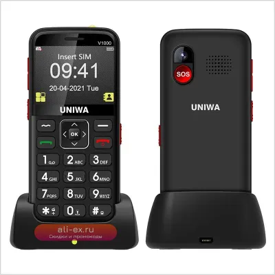 UNIWA V1000 4G: Кнопочный Телефон для Пожилых с Русской Клавиатурой и Большим Экраном