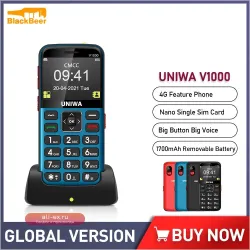UNIWA V1000 4G: Кнопочный Телефон для Пожилых с Русской Клавиатурой и Большим Экраном