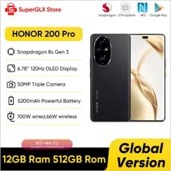 HONOR 200 Pro Global Version: Смартфон Snapdragon 8s Gen 3, 5G, AMOLED 120 Гц, SuperCharge 100 Вт
