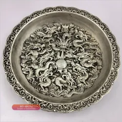 Медная пластина "Дракон и Феникс" с серебром Кулонг, латунь, сокровище дома, украшение, коллекционные бусины