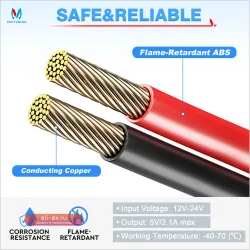 MICTUNING Водонепроницаемый USB-адаптер SAE 2.1А с быстрой зарядкой и предохранителем для мотоцикла/квадроцикла/автомобиля