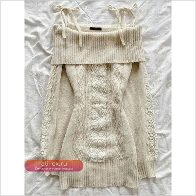 Платье-водолазка с длинным рукавом и меховой отделкой "Sexy One Collar"