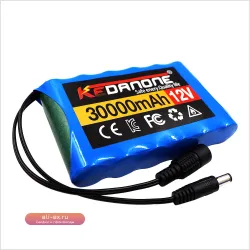Аккумуляторная батарея Li-ion 12V 30000mAh (30Ah) с зарядным устройством для камер видеонаблюдения и мониторов