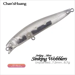 Chan’sHuang 20шт неокрашенных воблеров-минноу 7.5см 8.7г тонущие DIY