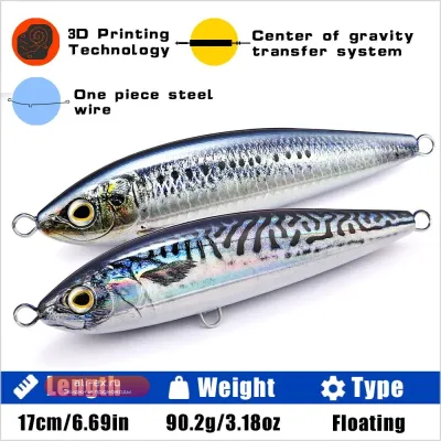 Плавучая рыболовная приманка B&U Saltwater 3D Printing Sea Stickbait Pencil Lure Top Water GT Fishing Artificial Bait