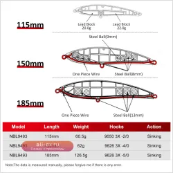 Noeby Stickbait Sinking Pencil - Воблер для дальнего заброса (115мм / 60.5г, 150мм / 62г, 185мм / 126.5г)