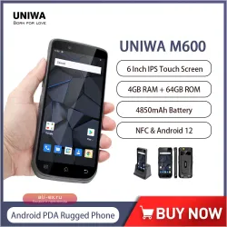 UNIWA M600: Промышленный 4G Android PDA-смартфон со сканером 2D, 6" экраном, 4+64 ГБ, Android 12, NFC