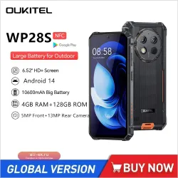 Oukitel WP28S: Прочный смартфон 4G, 6.52", HD, Octa Core, 4/128GB, Android 14, батарея 10600mAh, камера 13MP, NFC