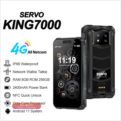 2024 SERVO KING7000: Защищенный мини-смартфон 4G, Android 11, NFC, Power Bank, IP68, 256GB ROM