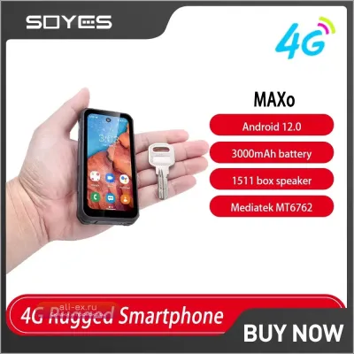 SOYES MAXo NEW 4G: Компактный защищенный смартфон Android 12, 6/128GB, 3.88" IPS, IP68