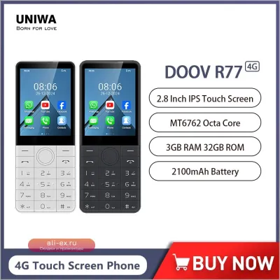 DOOV R77 4G Смарт-телефон с сенсорным экраном и клавиатурой, Android, 3/32GB, 2.8"