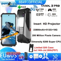Unihertz 8849 Tank 3 Pro: Защищенный Смартфон-Проектор с Android, 23800 мАч, 512 ГБ, 5G, 120 Вт Зарядка