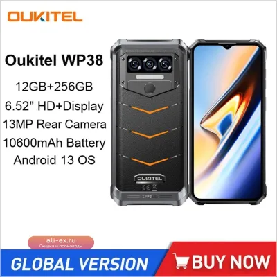 Oukitel WP38: Прочный смартфон 12/256GB, 10600mAh, 6.52" HD+, Android 13, NFC, OTG