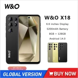 Смартфон W&O X18 4G, 6.6" HD, 8/128 ГБ, Android 14, 5200 мАч, 2 SIM
